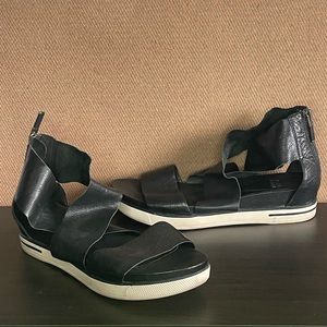 Eileen Fisher  Leather Sport Sandal  Black  Women 9.5